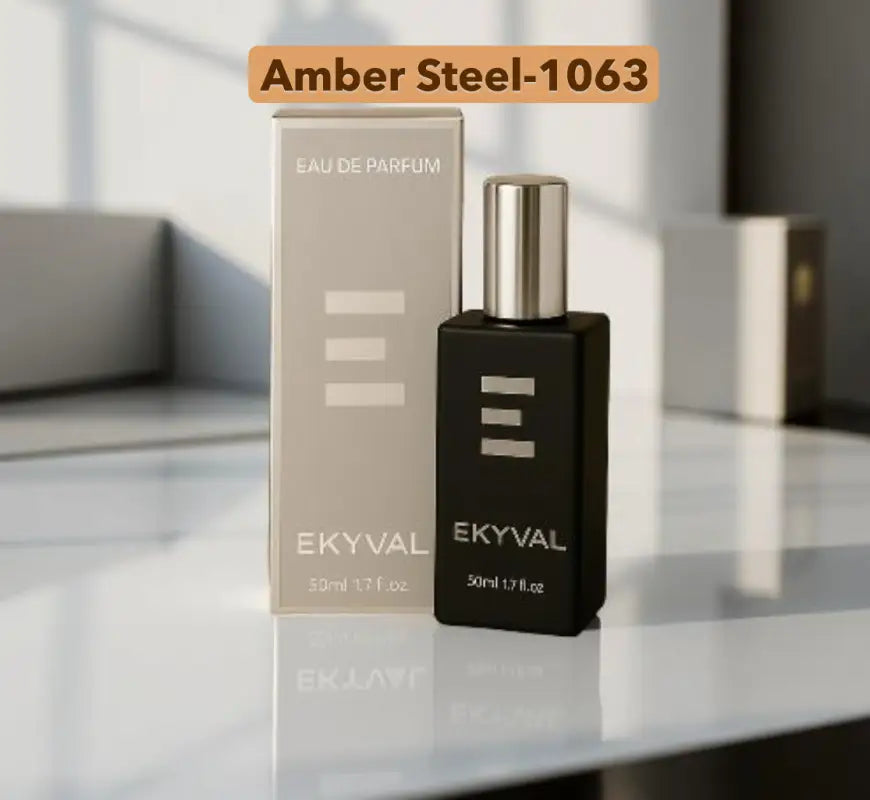 Perfume masculino Amber Steel 1063 inspirado en The One de Dolce & Gabanna, fragancia ámbar especiada para citas y eventos nocturnos. ZAYROA.